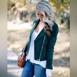 Perfect Spring jacket - soft faux suede biker jacket in sage green Lauren Conrad